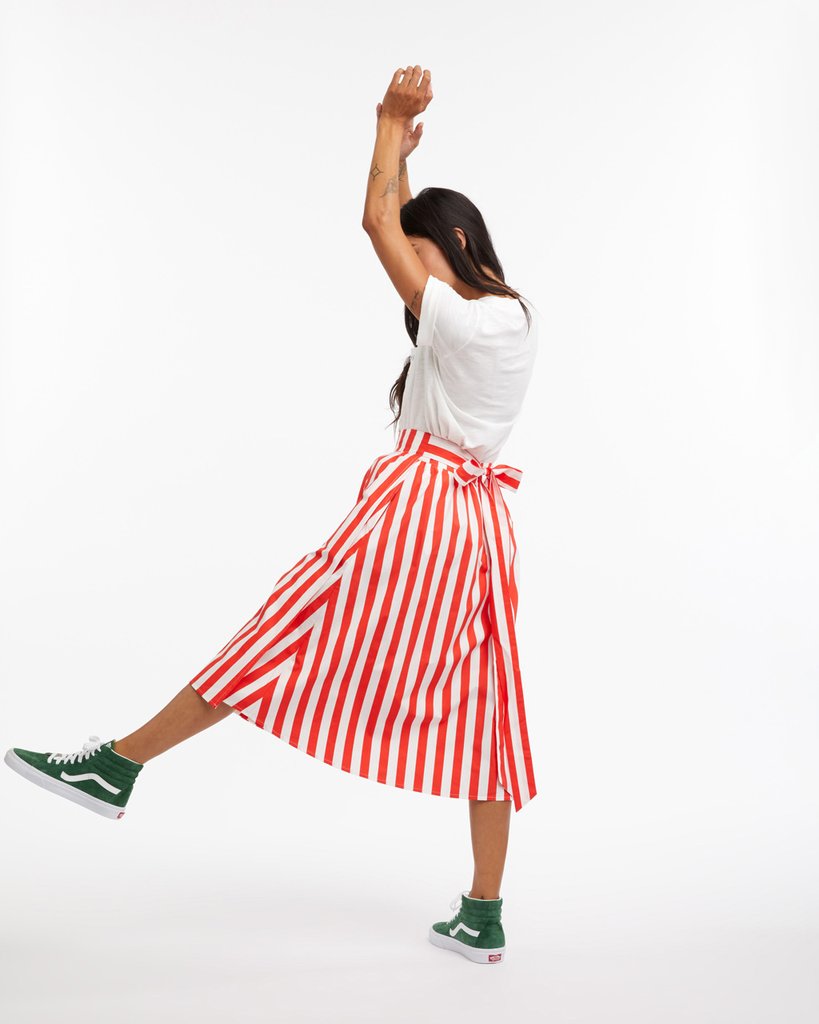 Easy Wrap Skirt - Red & Ivory Stripe