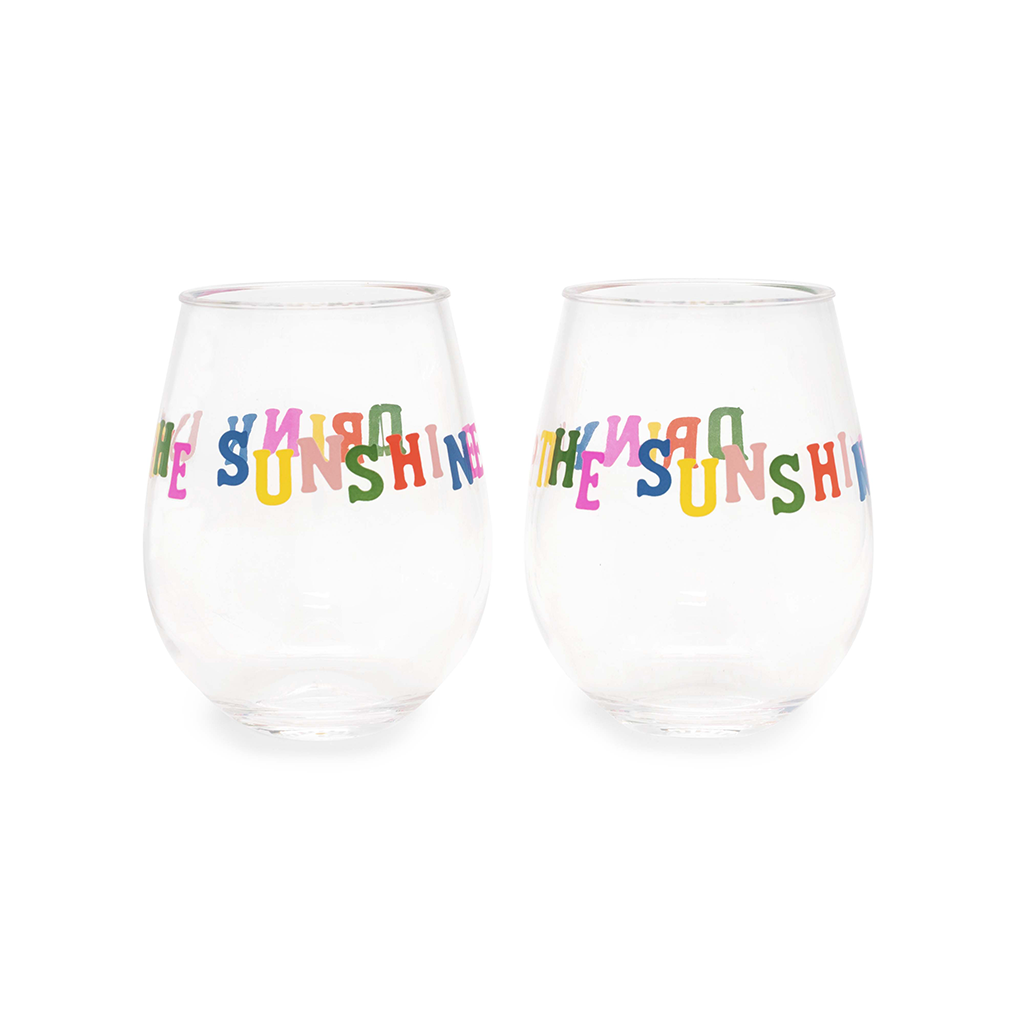 Party On Wine Glasses - Drink Up The Sunshine