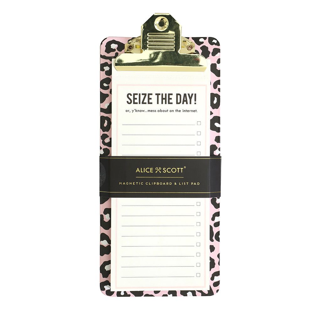 Magnetic List Pad & Clipboard - Pink Leopard