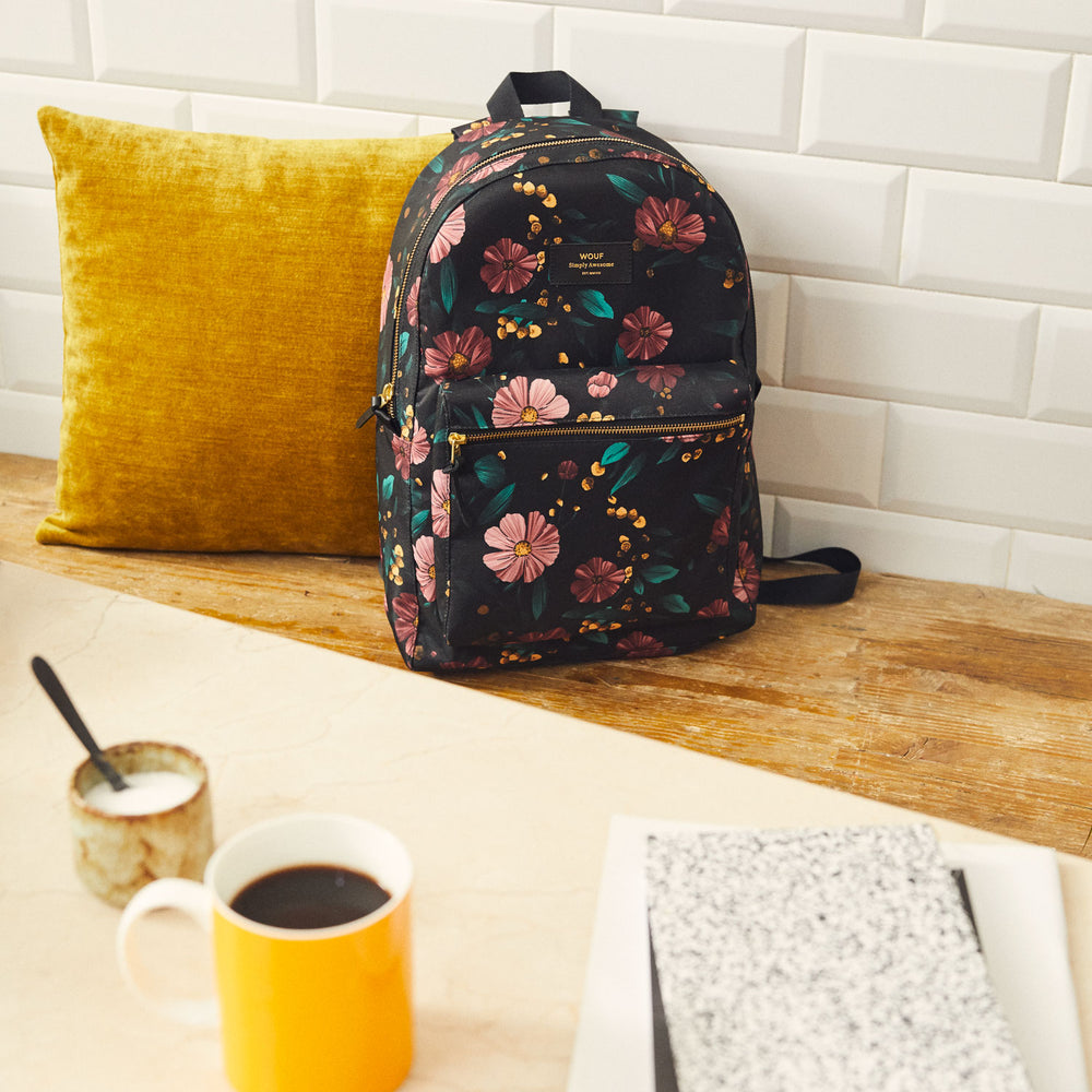 
                      
                        Backpack - Black Flowers
                      
                    