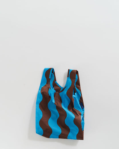 Baby Reusable Bag - Teal & Brown Wavy Stripe