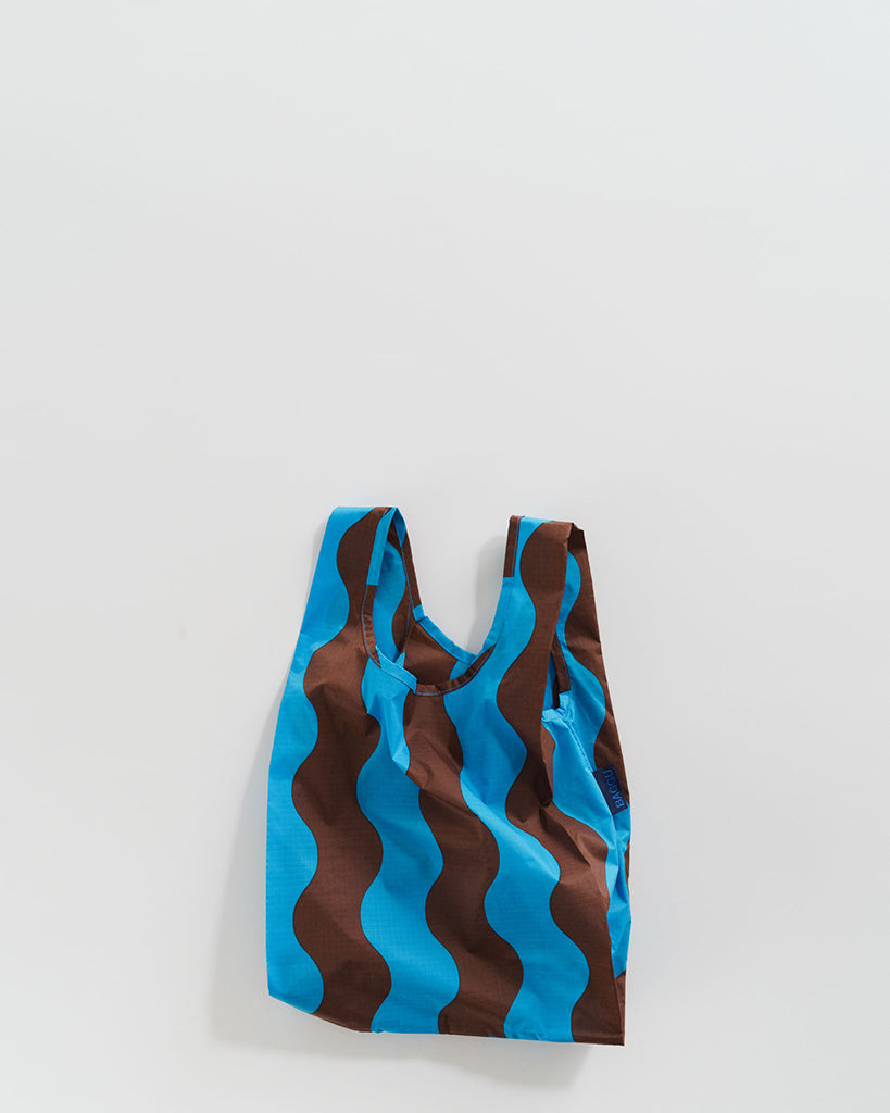 Baby Reusable Bag - Teal & Brown Wavy Stripe