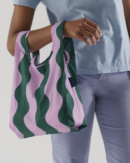 Baby Reusable Bag - Pink & Green Wavy Stripe
