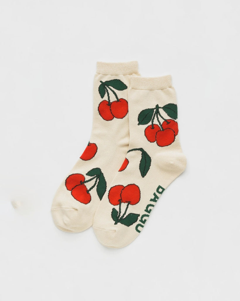 Crew Socks - Ecru Cherry
