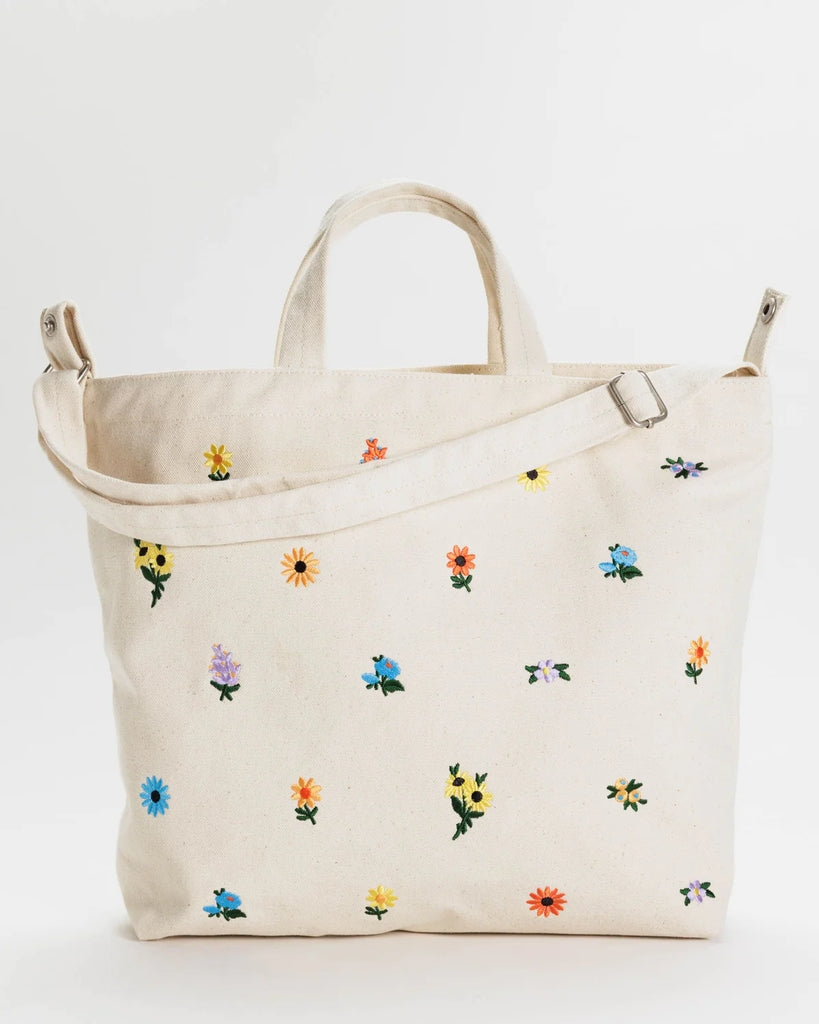 Horizontal Zip Duck Bag - Embroidered Ditsy Floral