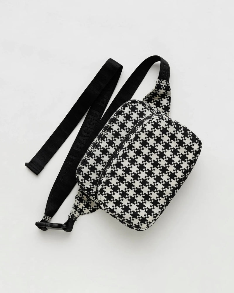 Fanny Pack - Black & White Pixel Gingham