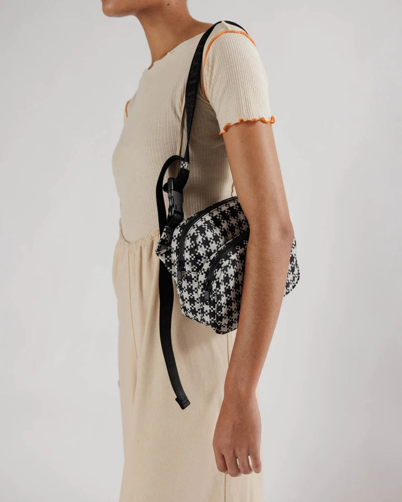 Fanny Pack - Black & White Pixel Gingham