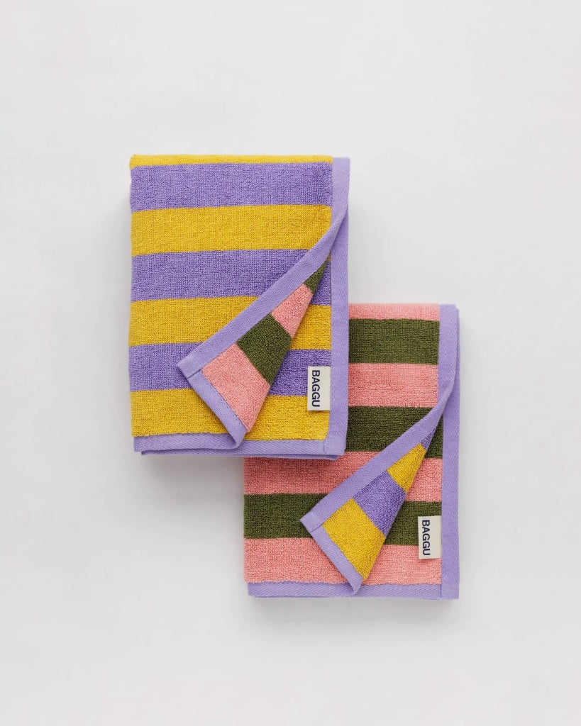 Hand Towel Set Of Two - Sunset Quilt Stripe
