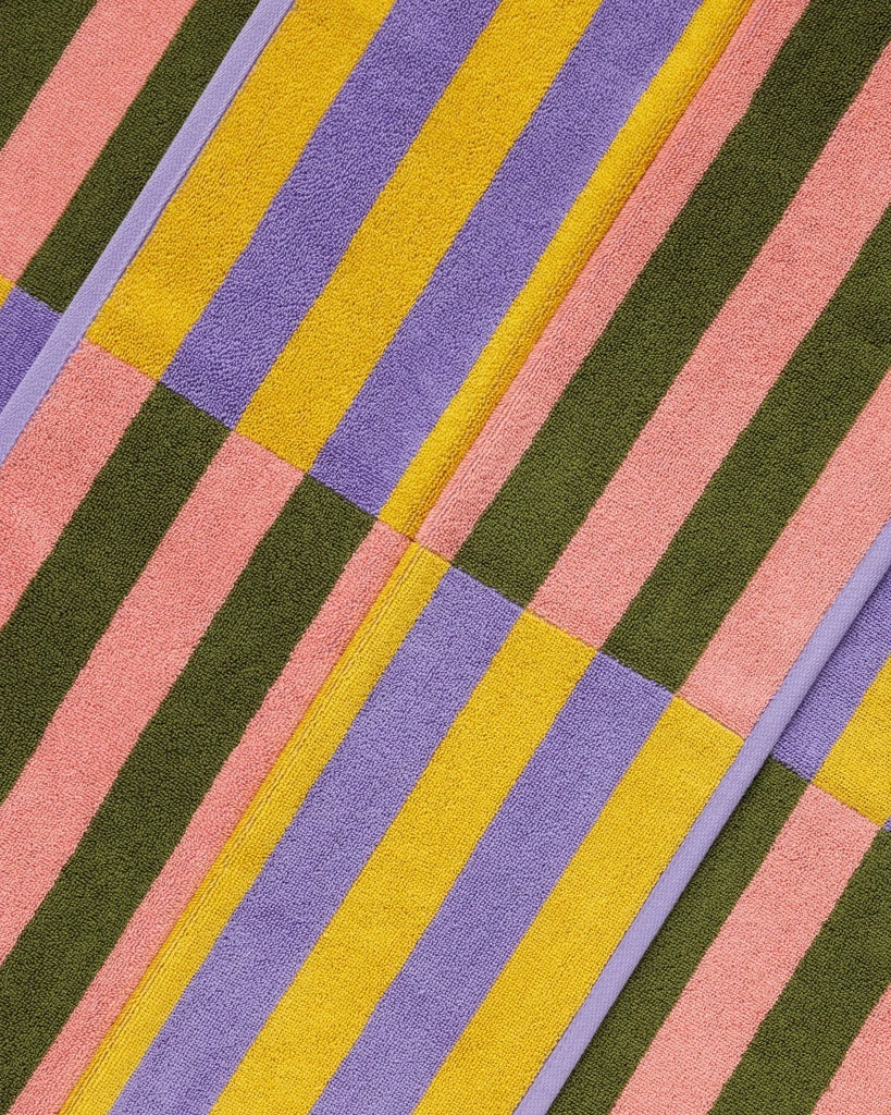 Hand Towel Set Of Two - Sunset Quilt Stripe