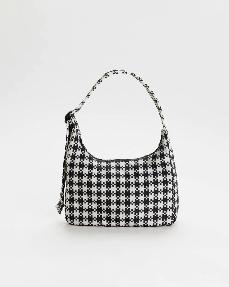 
                      
                        Mini Nylon Shoulder Bag - Black & White Pixel Gingham
                      
                    