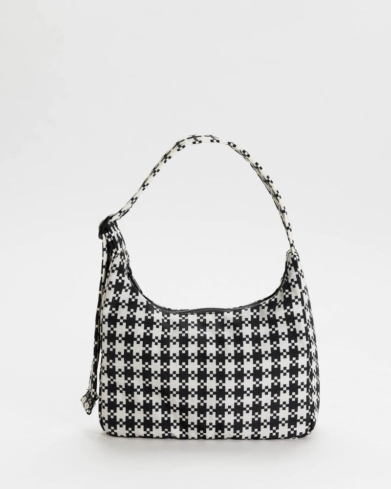 
                      
                        Mini Nylon Shoulder Bag - Black & White Pixel Gingham
                      
                    