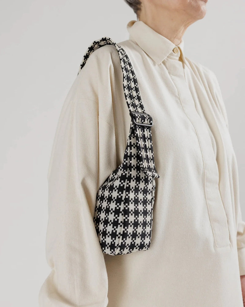 
                      
                        Mini Nylon Shoulder Bag - Black & White Pixel Gingham
                      
                    