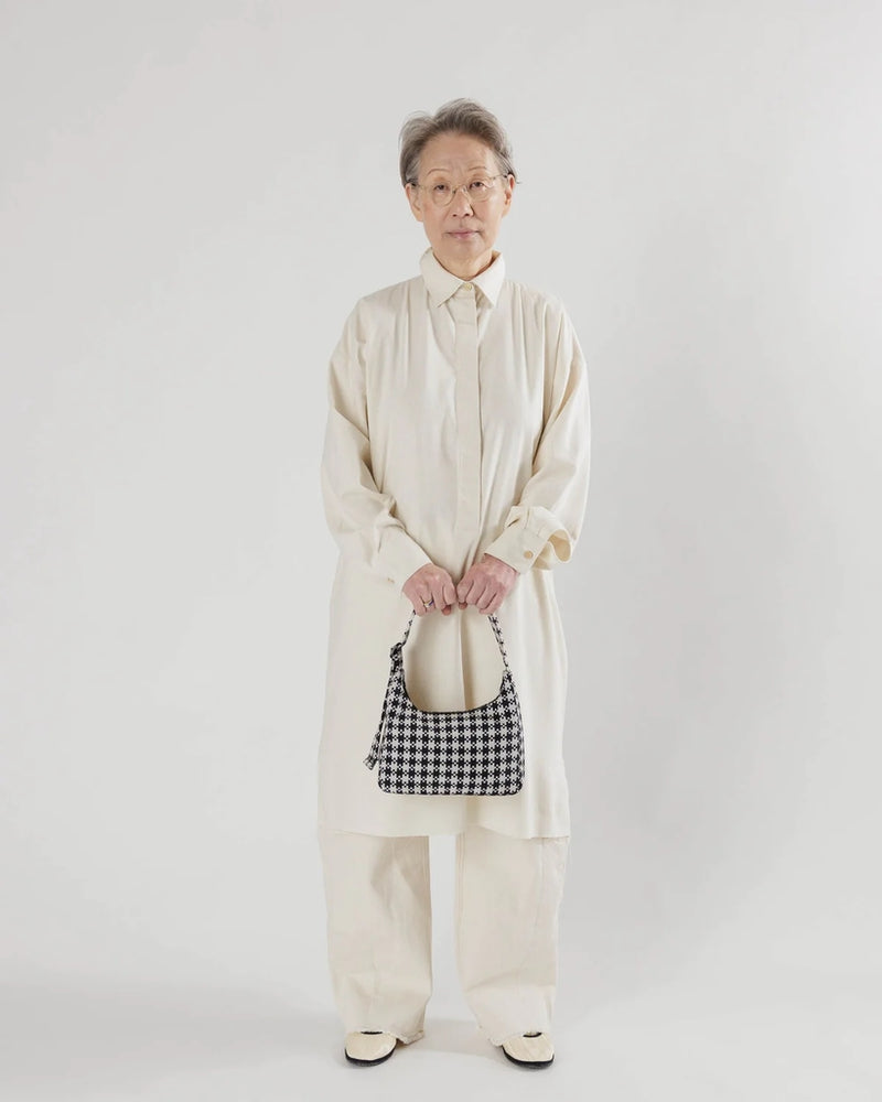
                      
                        Mini Nylon Shoulder Bag - Black & White Pixel Gingham
                      
                    