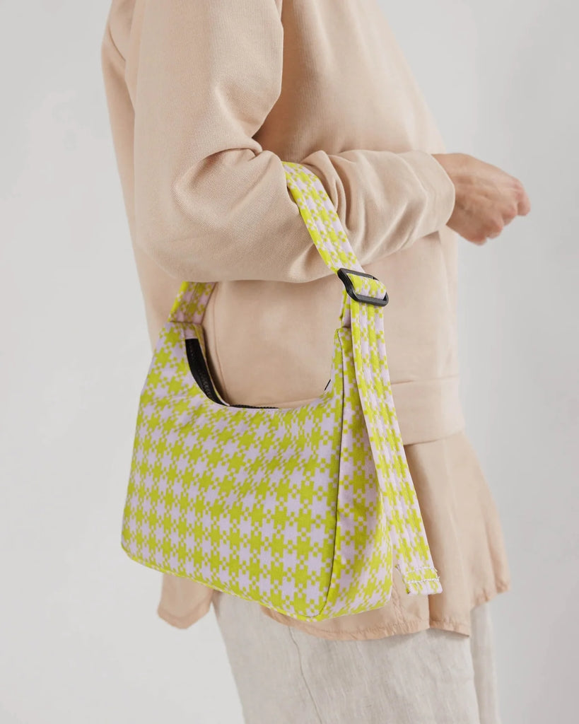 Mini Nylon Shoulder Bag - Pink Pistachio Pixel Gingham