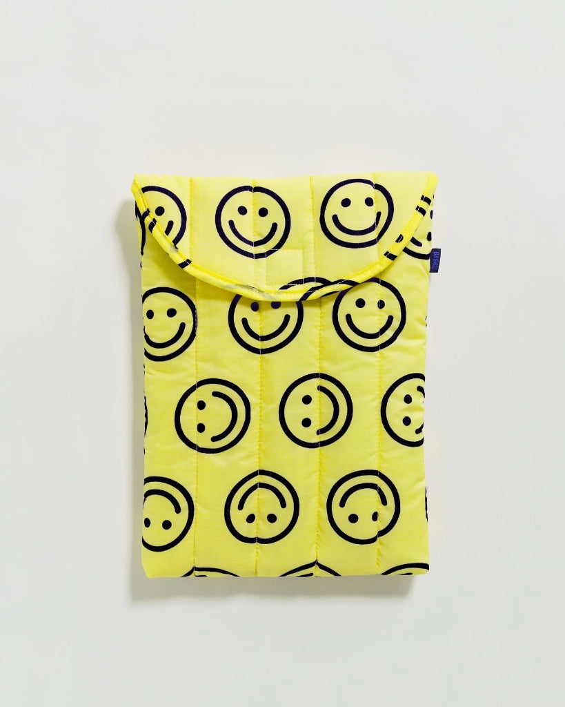 Puffy Laptop Sleeve - Yellow Happy