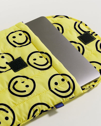 Puffy Laptop Sleeve - Yellow Happy