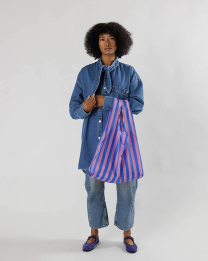Standard Reusable Bag - Blue Pink Awning Stripe