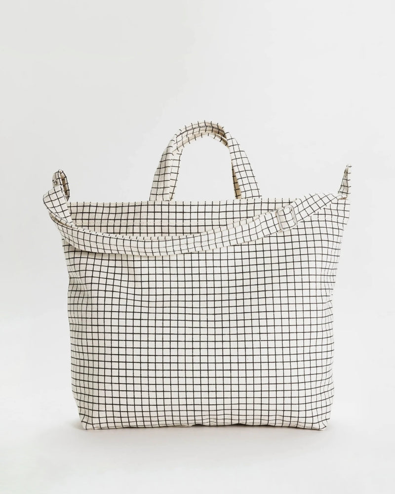 Horizontal Zip Duck Bag - Natural Grid