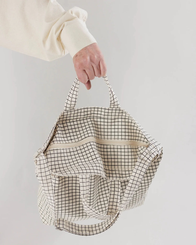 Horizontal Zip Duck Bag - Natural Grid [PRE ORDER]