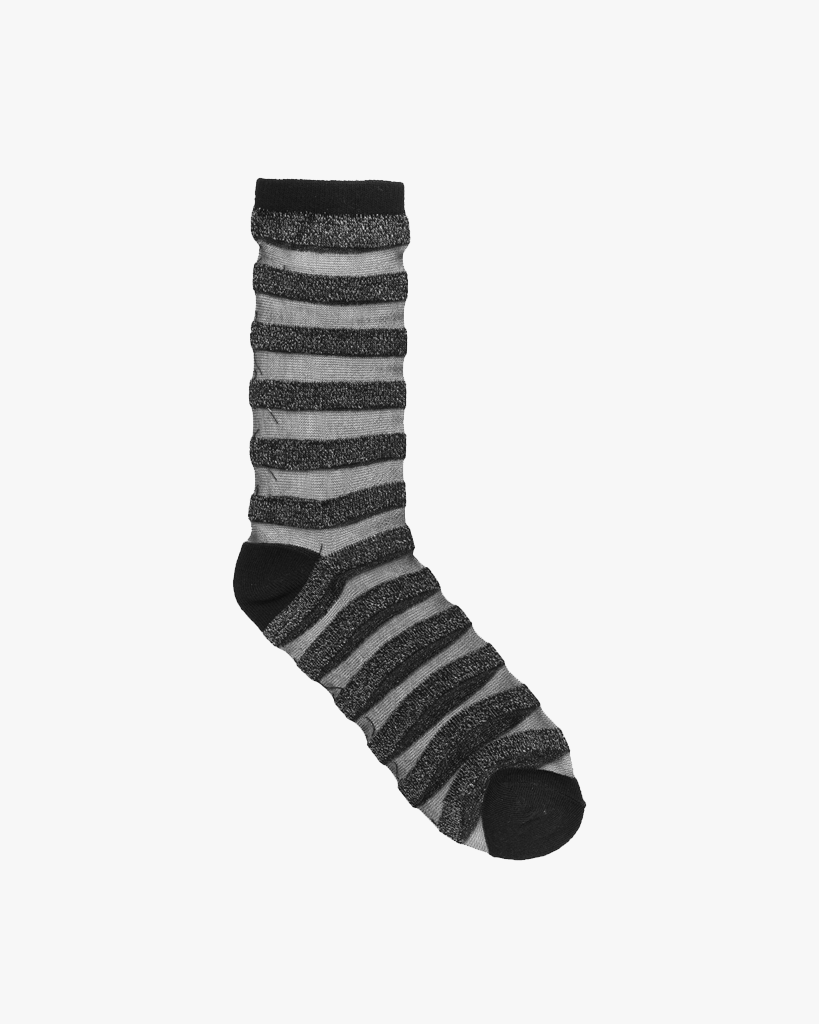 Dagmar Stripe Glitter Socks - Silver