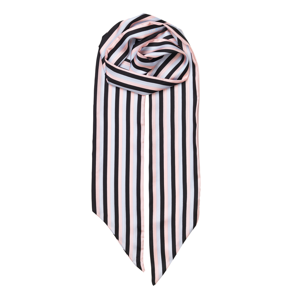 Silk Scarf - Slimmy Stripe Strawberry Cream