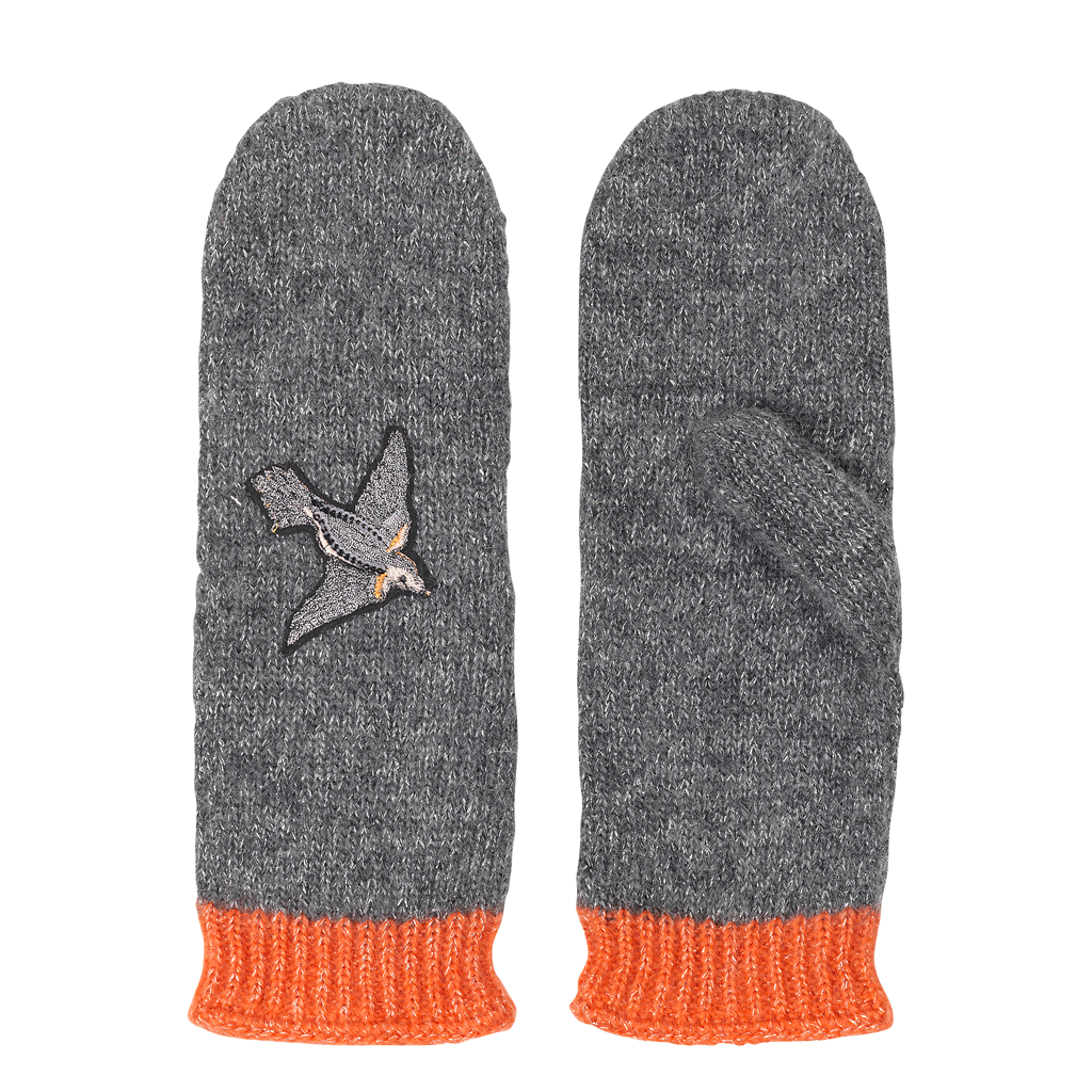 Jalou Bird Mittens - Grey Melange