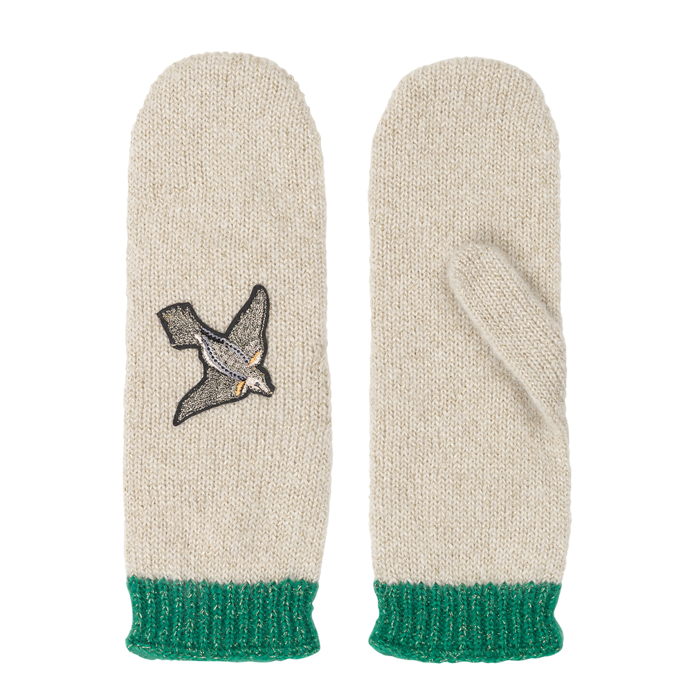 Jalou Bird Mittens - Nutmeg White