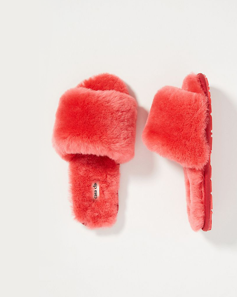 Frankie Shearling Slippers - Red