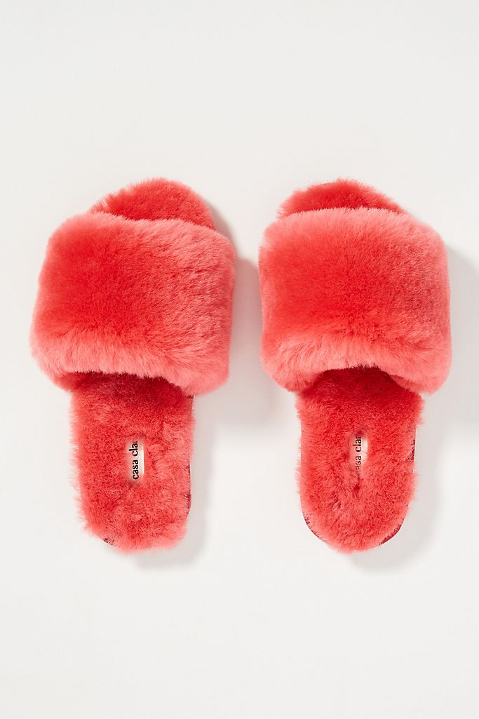 Frankie Shearling Slippers - Red