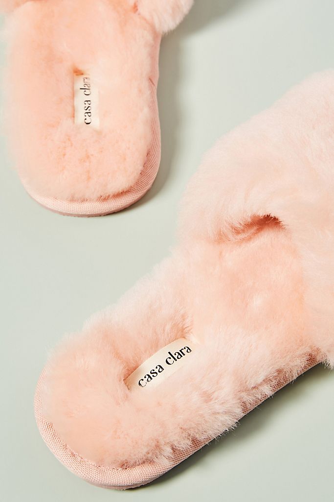Frankie Shearling Slippers - Rose