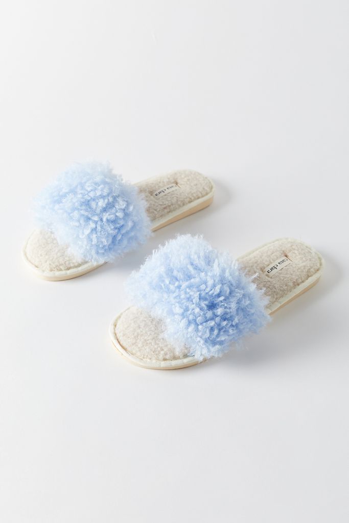 Lola Faux Fur Slippers - Baby Blue