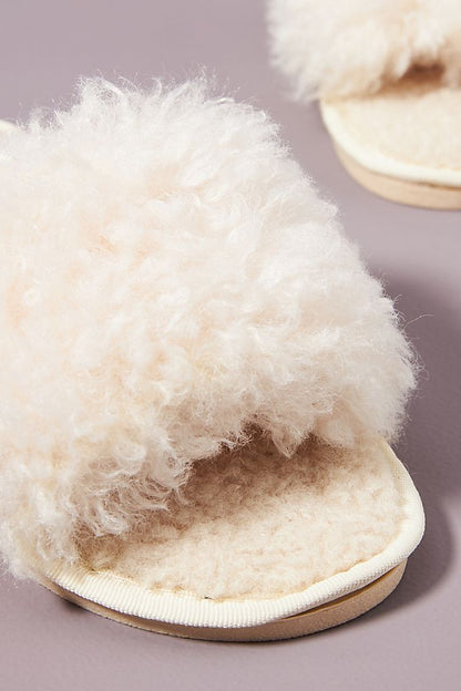 Lola Faux Fur Slippers - Cream
