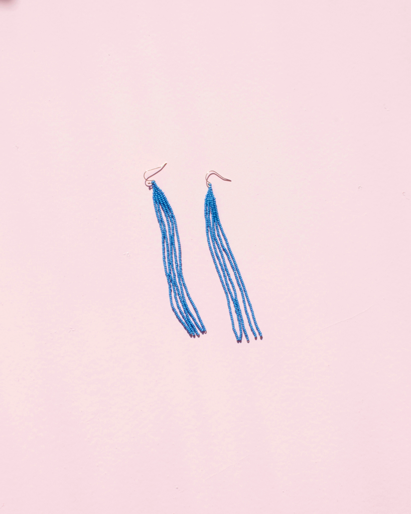 Luna Beaded Earrings - Blue Pop
