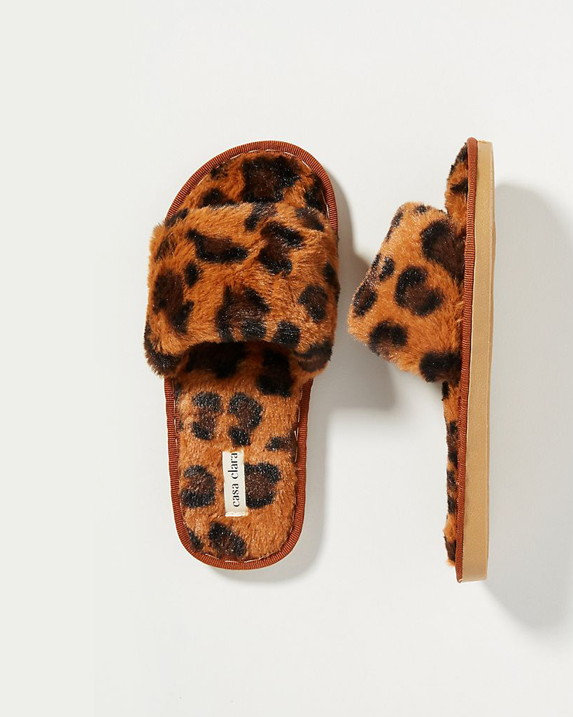 Maile Faux Fur Slippers - Dark Coco Spot