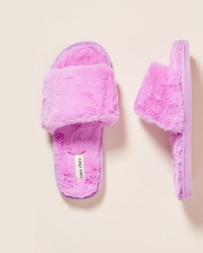 Sage Faux Fur Slippers - Lilac
