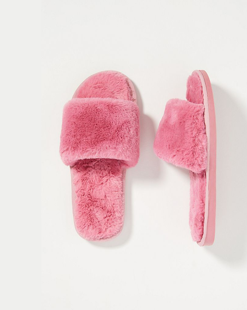 Sage Faux Fur Slippers - Pink