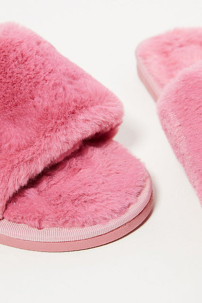 Sage Faux Fur Slippers - Pink
