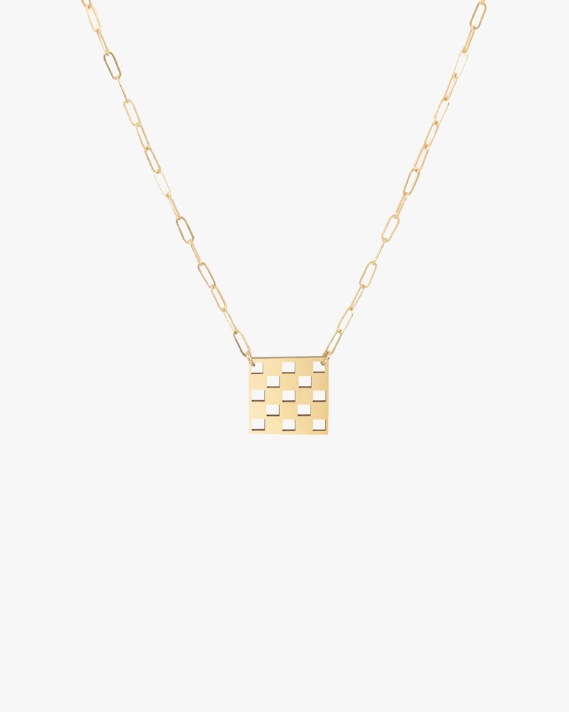 Checkered Necklace - Gold
