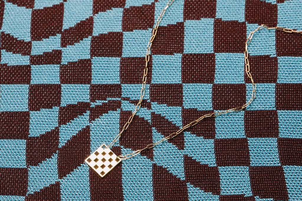 Checkered Necklace - Gold