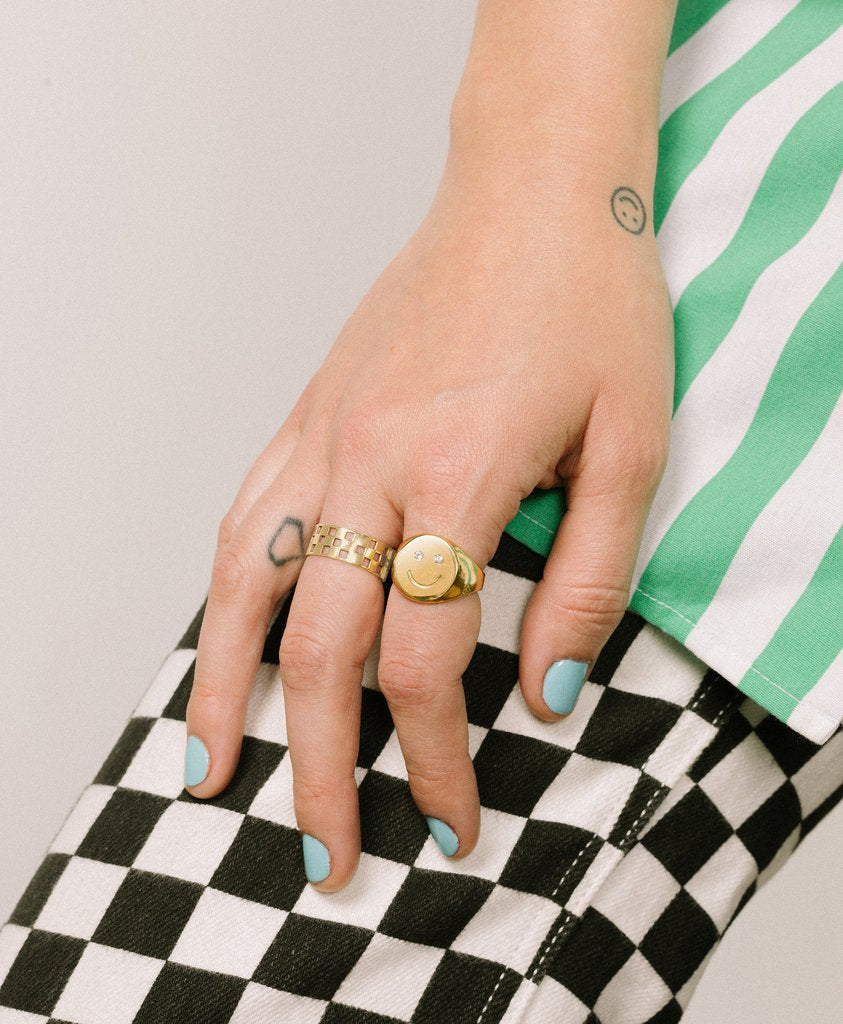 Checkered Ring - Gold