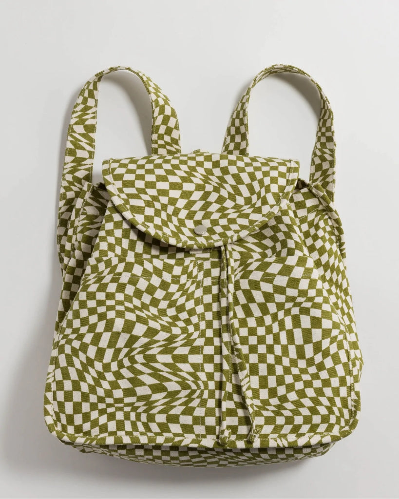 Drawstring Backpack - Moss Trippy Checker