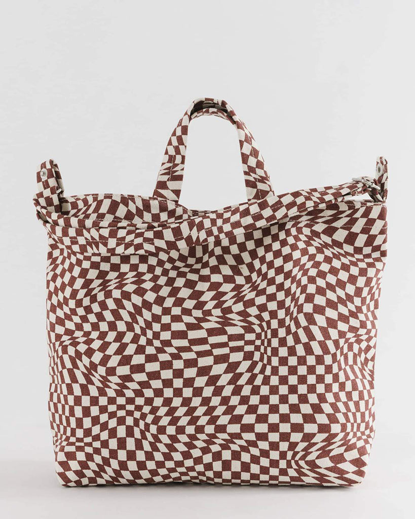 Horizontal Duck Bag - Maroon Trippy Checker