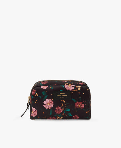 Large Make-Up Pouch - Black Flowers
