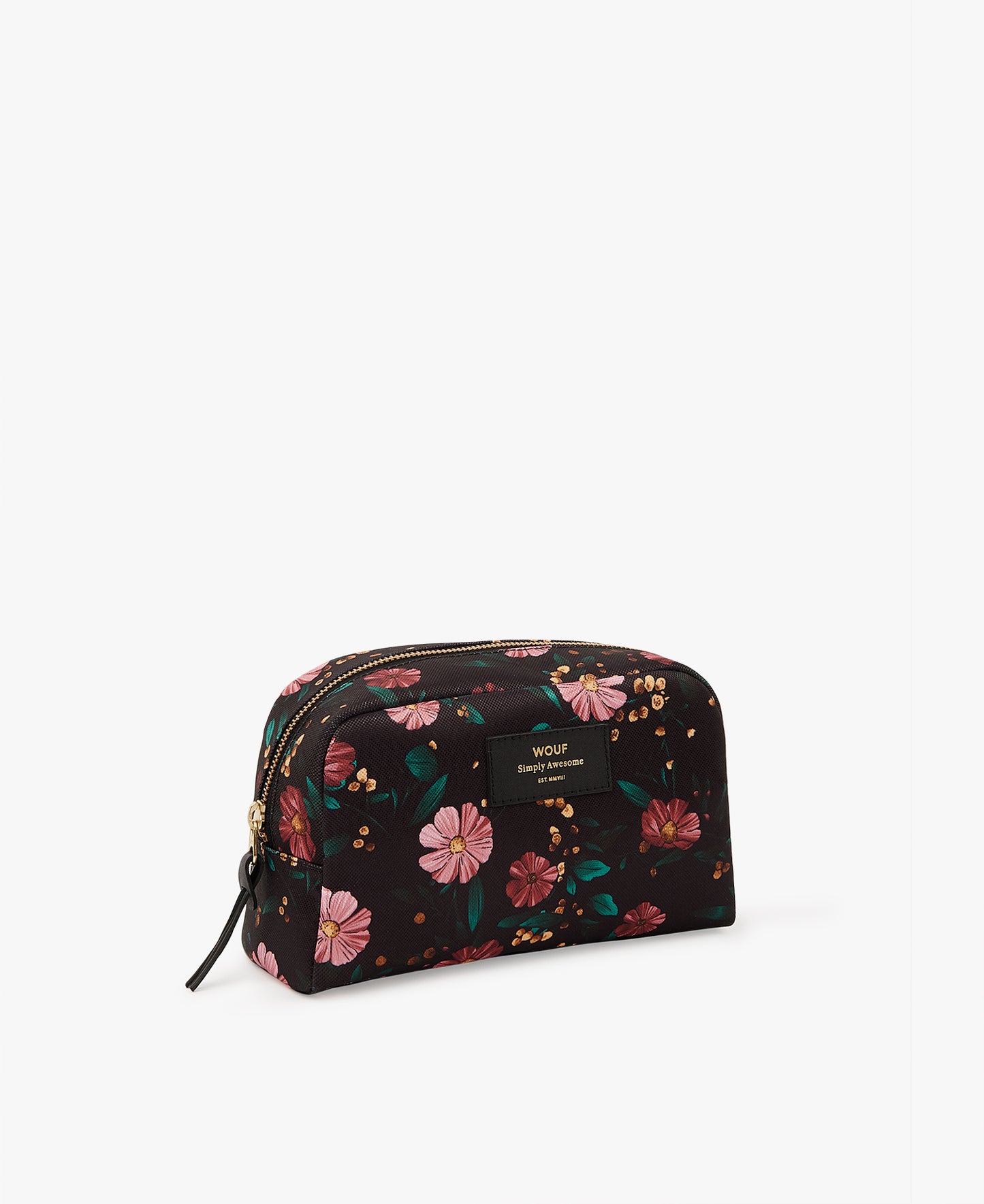Large Make-Up Pouch - Black Flowers