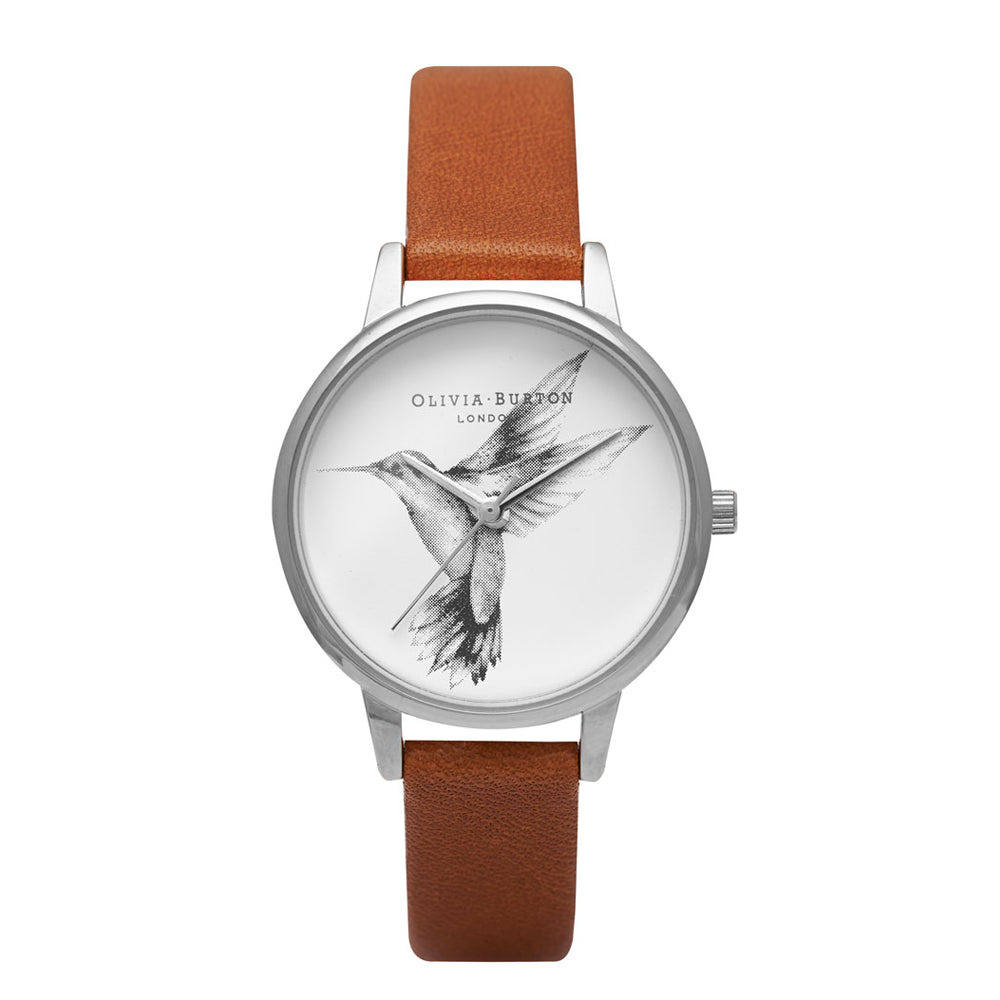 Animal Motif Hummingbird - Tan & Silver