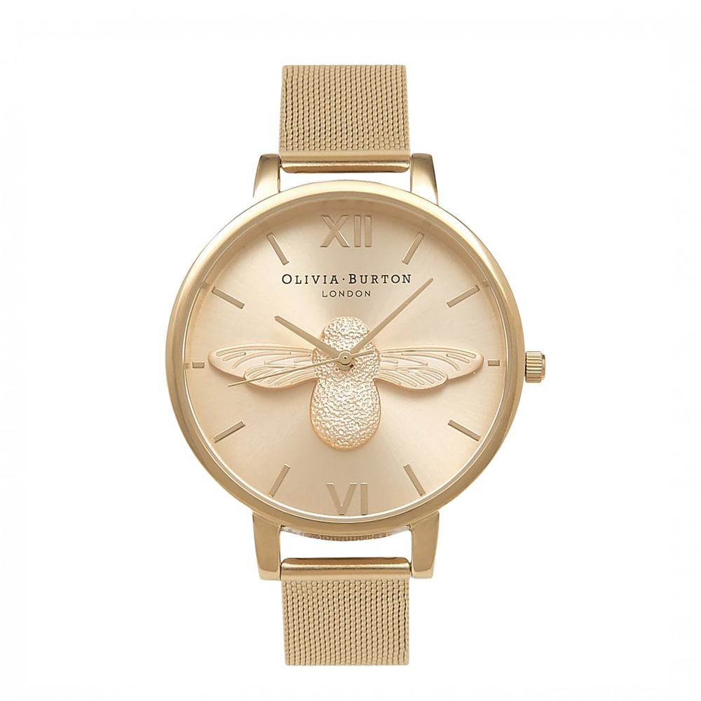Animal Motif Moulded Bee - Gold Mesh