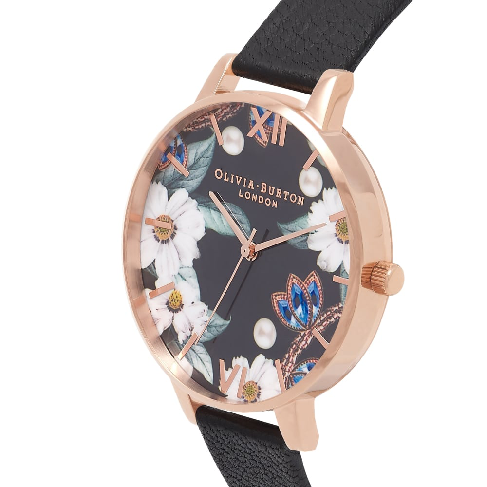 Bejewelled Florals - Black & Rose Gold