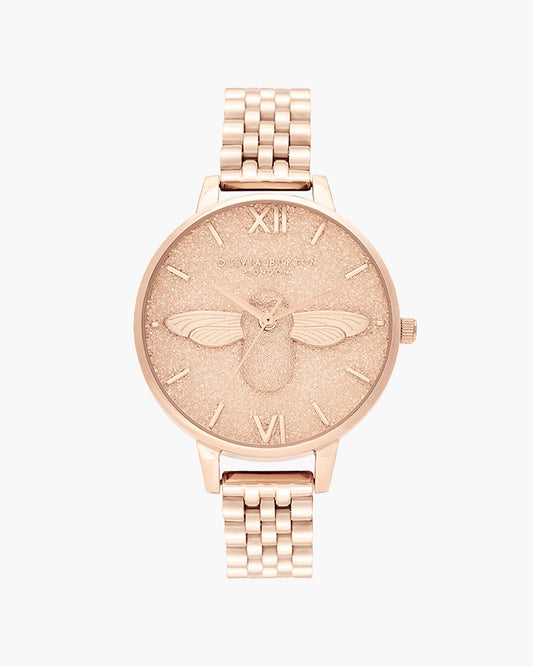 Glitter Dial - 3D Bee Pale Rose Gold