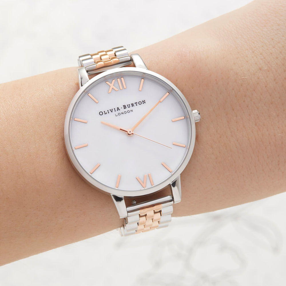 
                      
                        Mother Of Pearl Bracelet - Big Dial Rose Gold & Silver
                      
                    