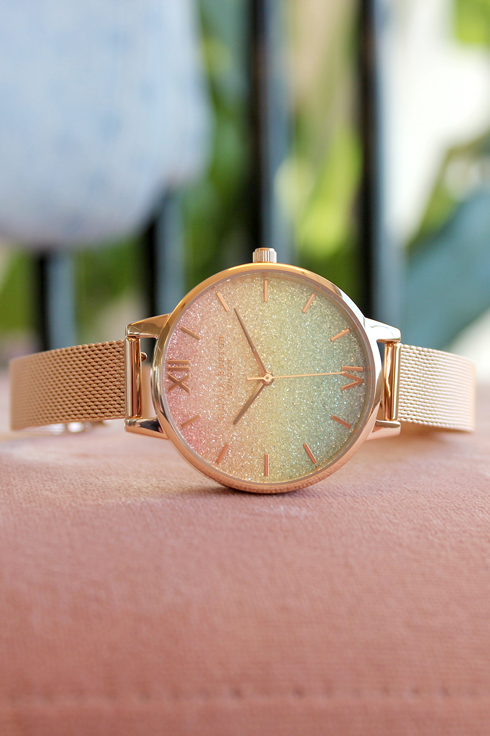 Glitter Dial - Rainbow & Rose Gold Mesh